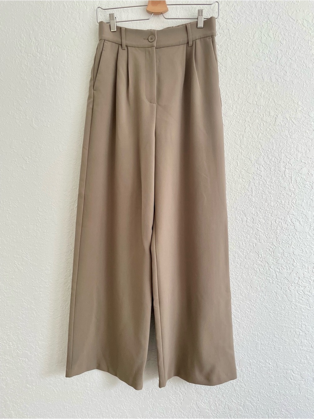 Smash + Tess Trouser Pants S Mushroom Taupe Wide Leg Career Classic Corporate - Picture 2 of 12
